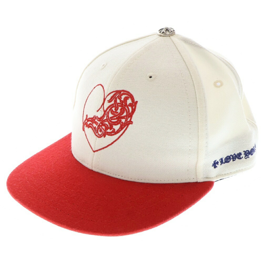 CHROME HEARTS(クロムハーツ) サイズ:7.75 CH HAT ハートロゴ刺繍ベースボールキャップ帽子 ホワイト/レッド【新古品/中古】【程度S】【カラーホワイト】【取扱店舗BRING WASTE_NOT】|ブランド買取・販売 BRING