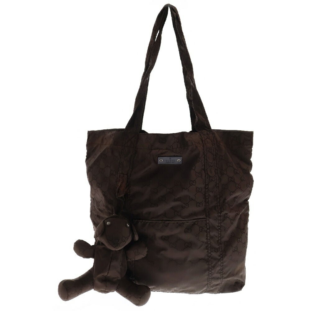楽天市場】GUCCI(グッチ) GG柄 ベアチャーム付き ナイロントートバッグ  