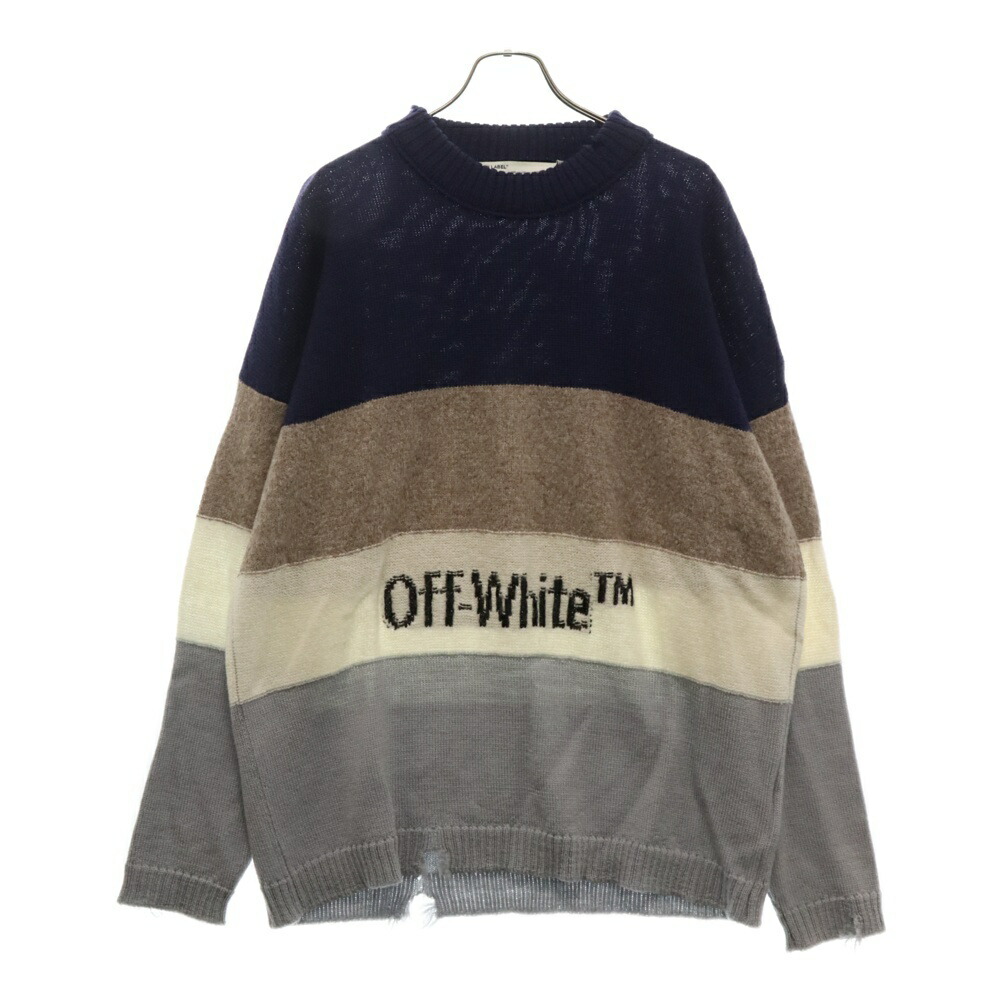 【人気USED加工】オフホワイト☆センターロゴ入りマルチカラーニット 即完売 XA-24FW-KT01_05-1024x1024.jpg