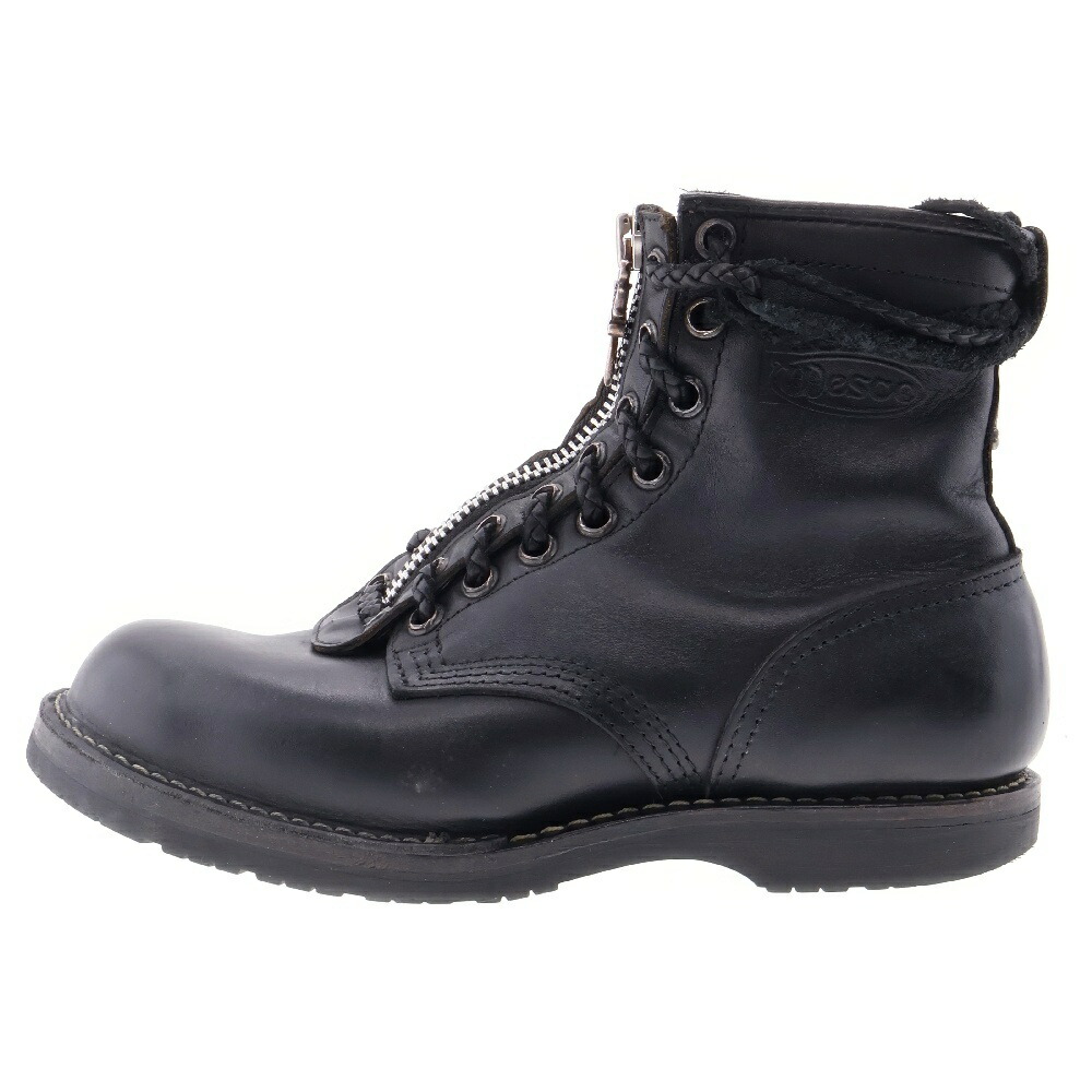 CHROME HEARTS(クロムハーツ) サイズ:9.5E ×ウエスコ/WESCO FIREMAN/ファイヤーマン センターダガージップレースアップレザーブーツ 9.5E ブラック【中古】【程度B】【カラーブラック】【取扱店舗WASTE_NOT名古屋店】画像