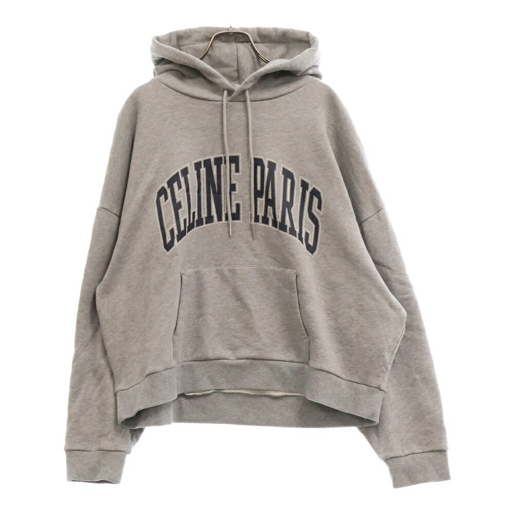 ●CELINE●ロゴプリントスウェットパーカー●グレー CELINE - CELINE セリーヌ パーカー グレー コットンフリース