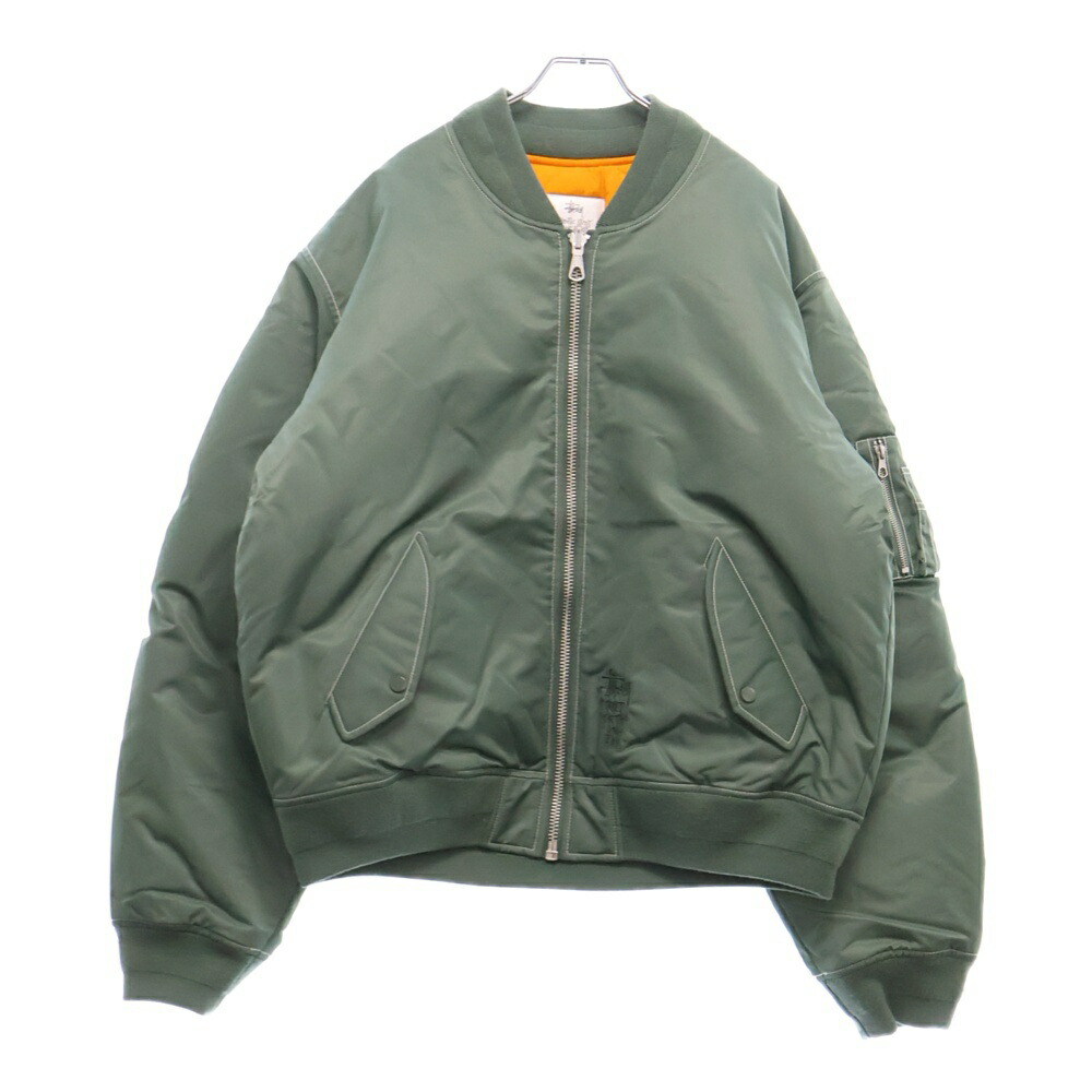 0539. 2000's old stussy reversible puff jacket オリーブ