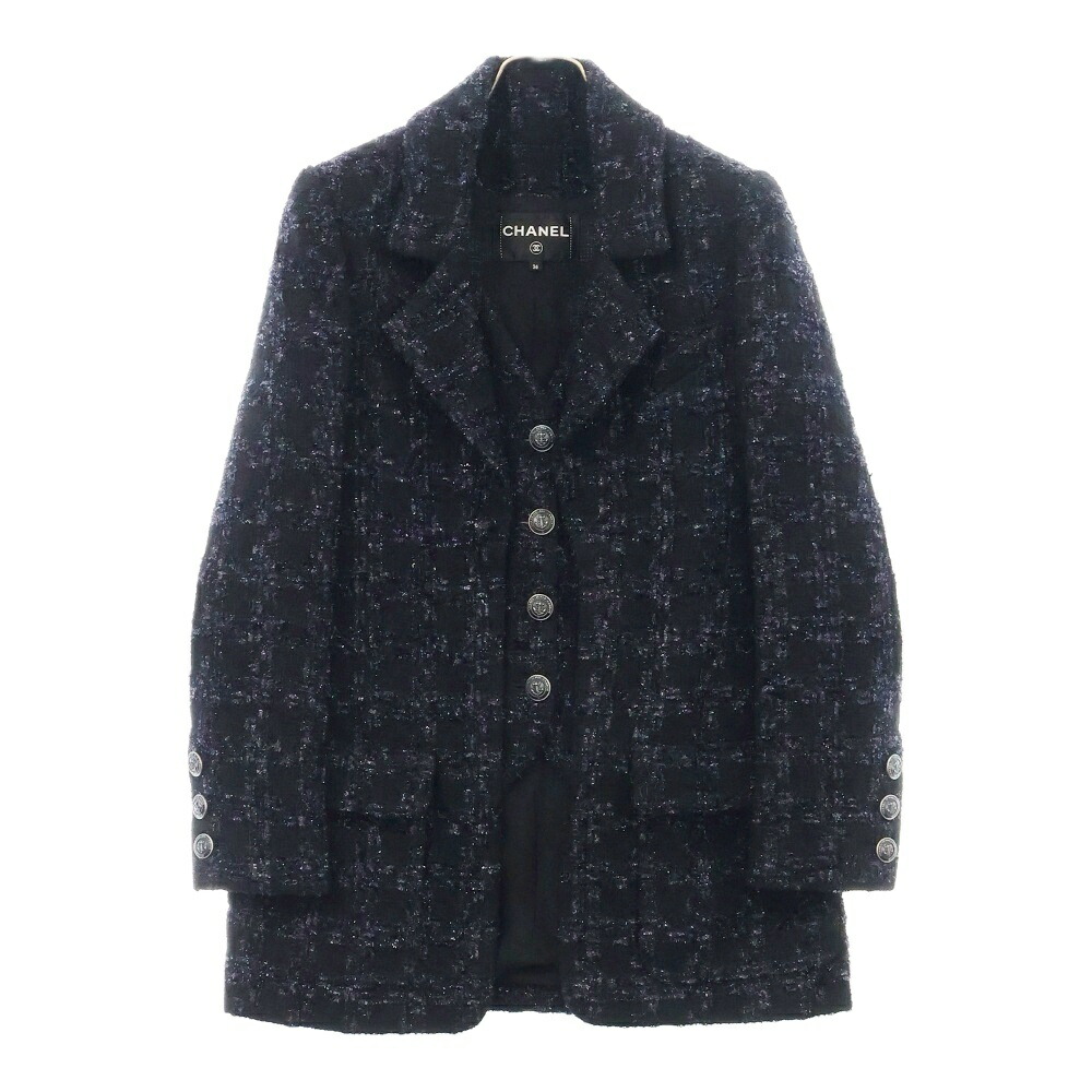 希少 CHANEL シャネル 金ボタン ジャケット 短丈 ココマーク CHANEL シャネル ツイードジャケット ココマークボタン