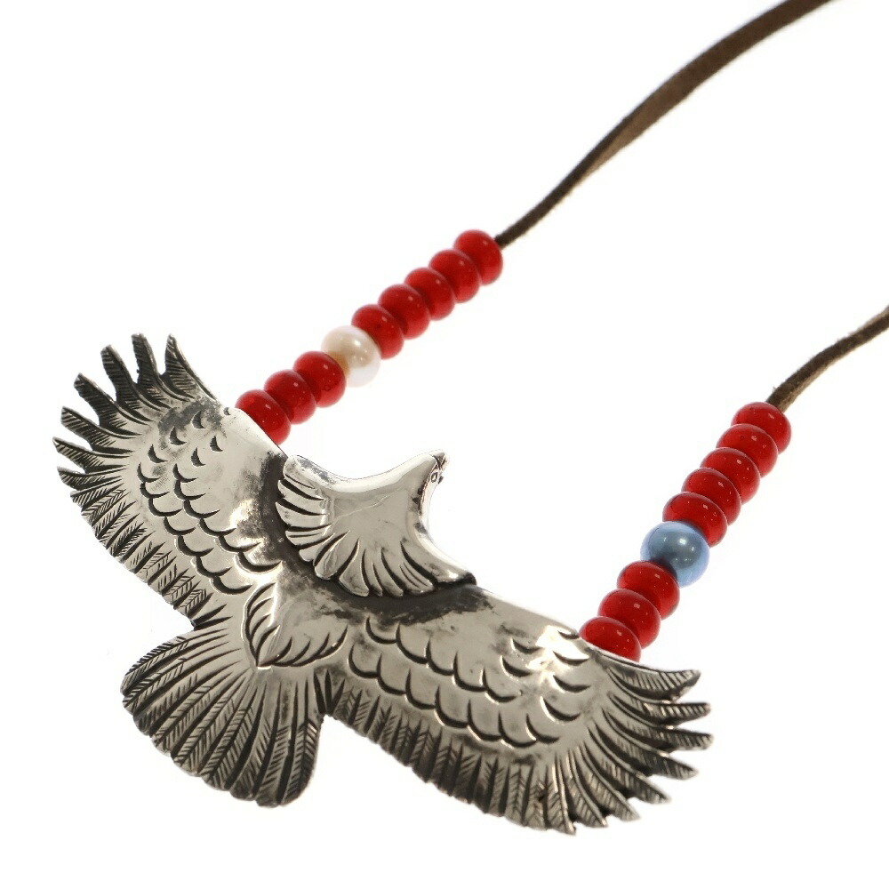 【中古】正規品 廃盤　kenshiro 全銀和彫り 大イーグル　銀縄 ターコイズ 中古】正規品 廃盤 kenshiro 全銀和彫り 大イーグル 銀縄
