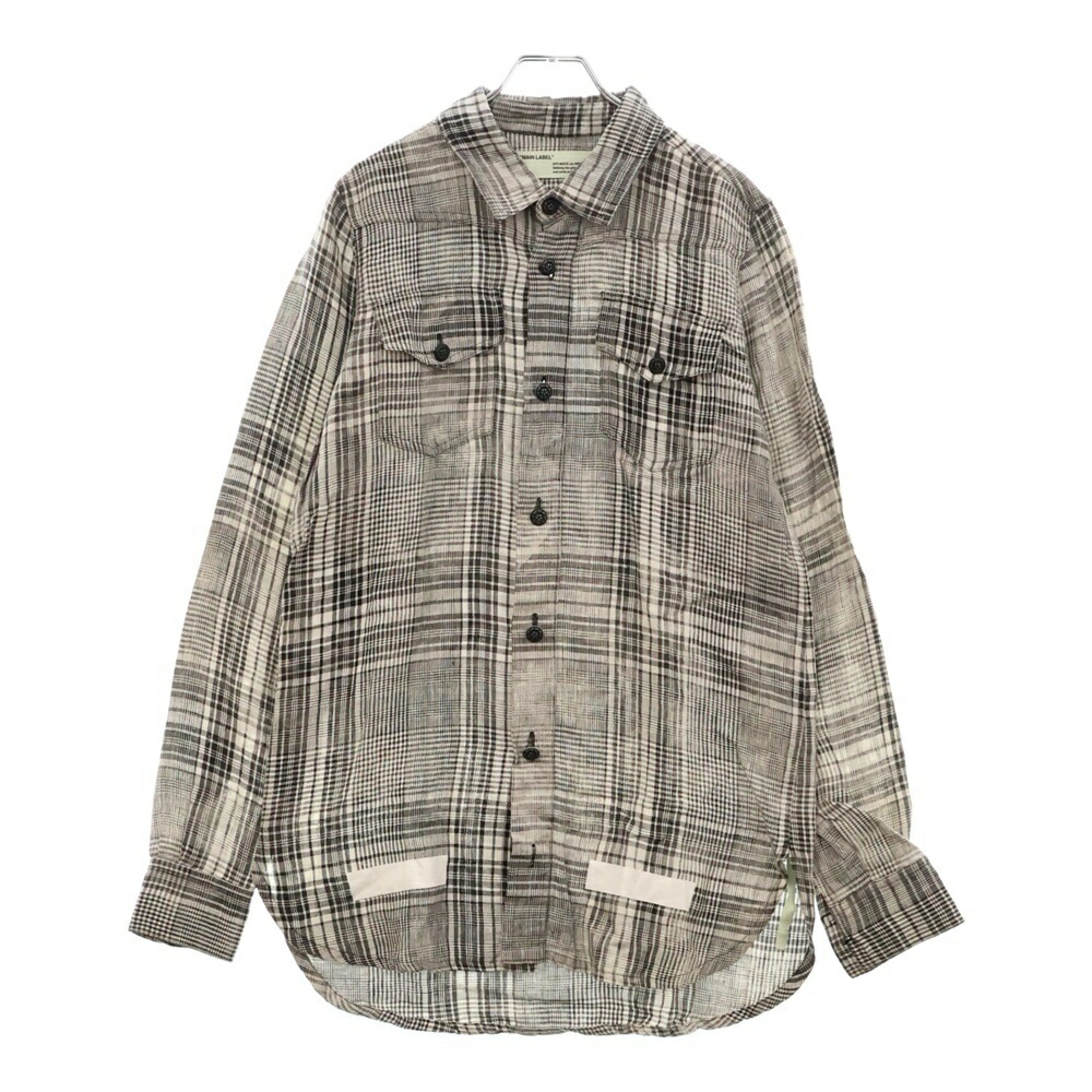 OFF-WHITE 2016SS ストライププリント ロングチェックシャツ OFF-WHITE 2016SS ストライププリント ロングチェックシャツ