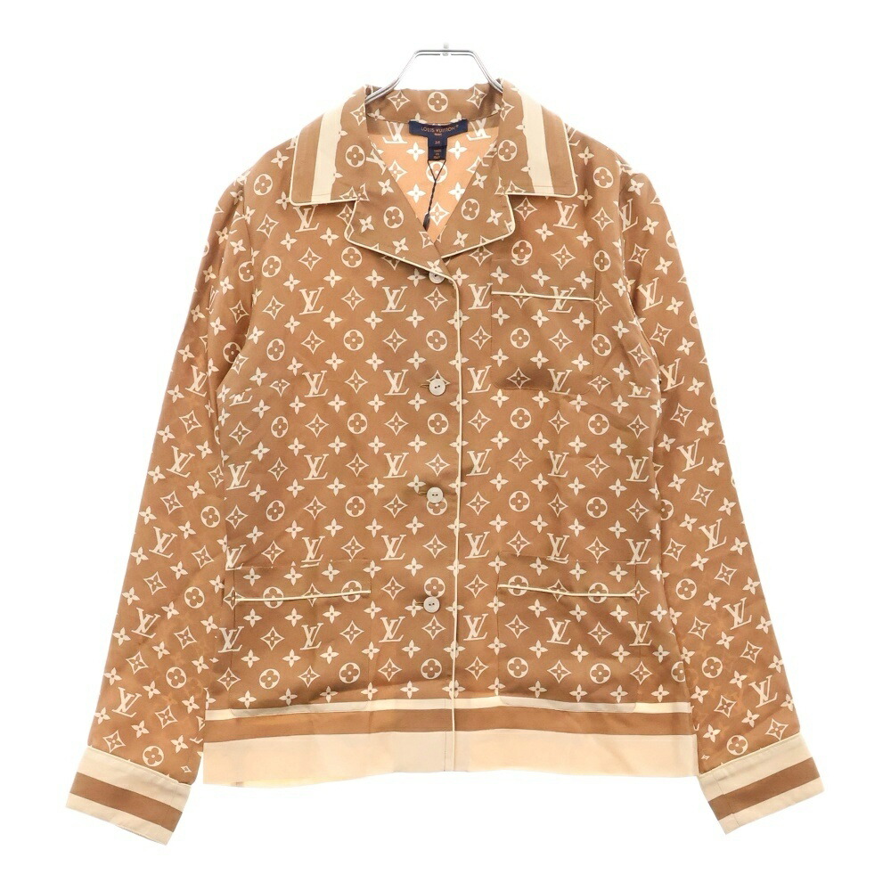 タグ付き ルイヴィトン パジャマシャツ モノグラム シルク キャラメルブラウン LOUIS VUITTON - LOUIS VUITTON ルイヴィトン 23SS L/S Pajama