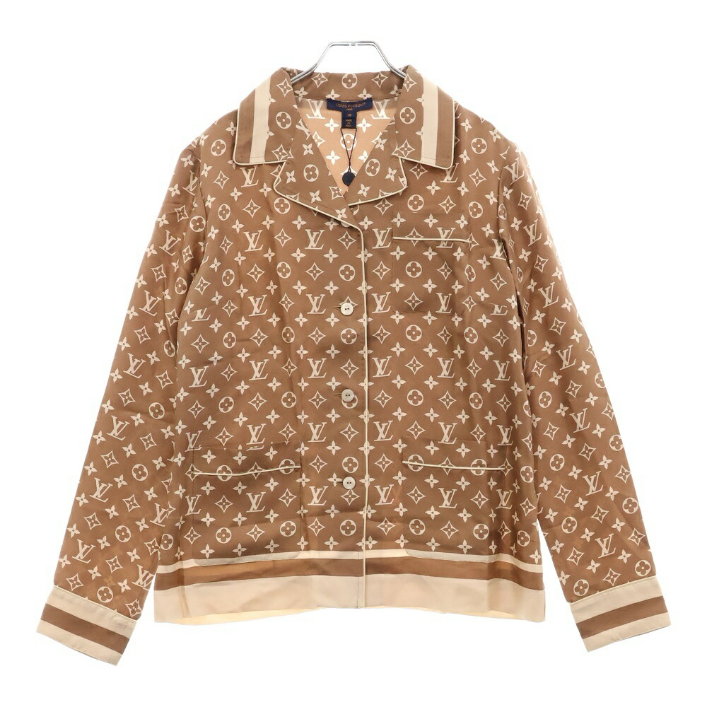 LOUIS VUITTON 幾何学模様の長袖パジャマシャツ ★ プリントロングスリーブシルクパジャマオーバーシャツ ｜ルイ