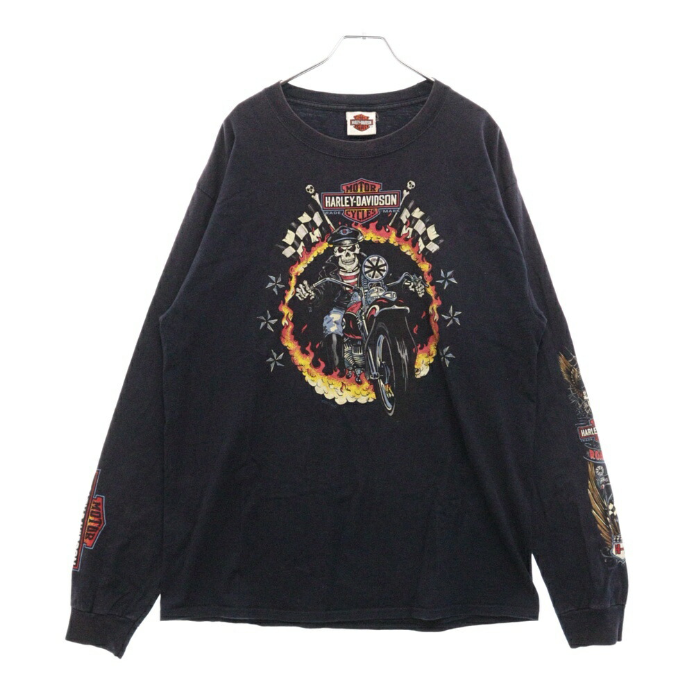ハーレーダビッドソン 両面ビッグロゴ 袖プリント ロングスリーブTシャツ 2XL ハーレーダビッドソン】両面プリントTシャツ 長袖 ロンT 袖ロゴ
