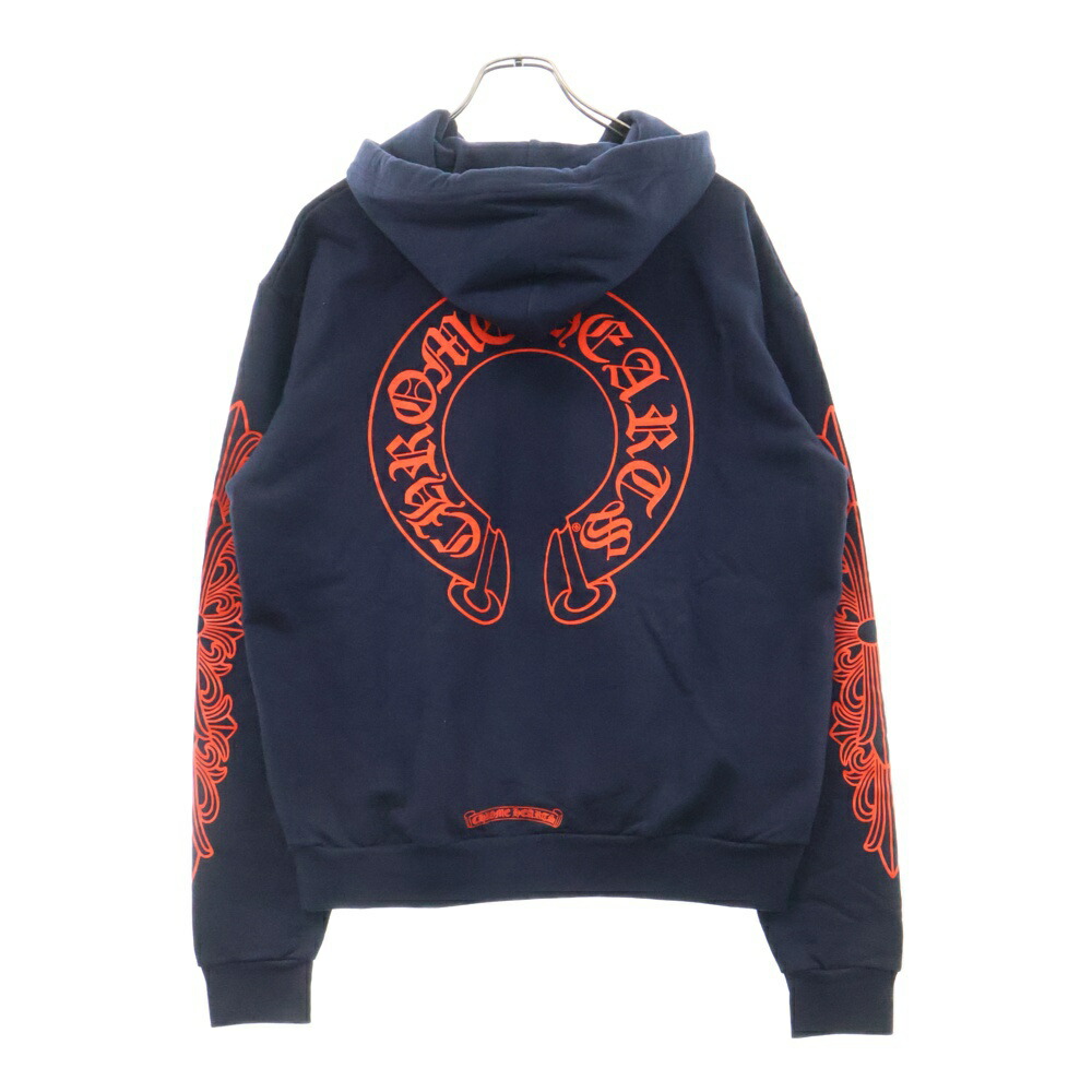 CHROME HEARTS◆ホースシュー フローラル パーカー ネイビー Chrome Hearts - クロムハーツ フローラル ホースシュー