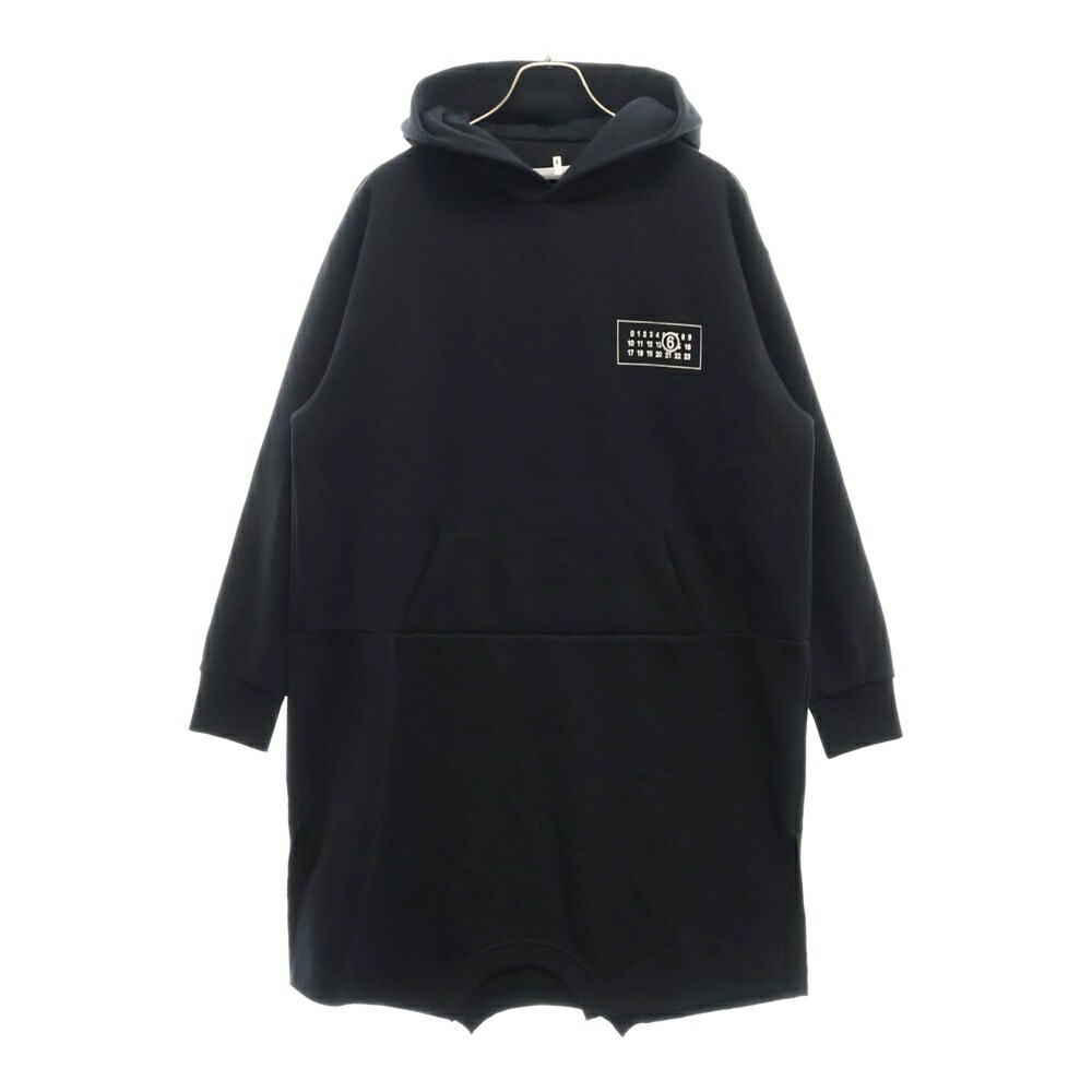 MM6 Maison Martin Margiela 異素材切り替えパーカー MM6 Maison Margiela ナンバーパッチ パーカー | ブラック