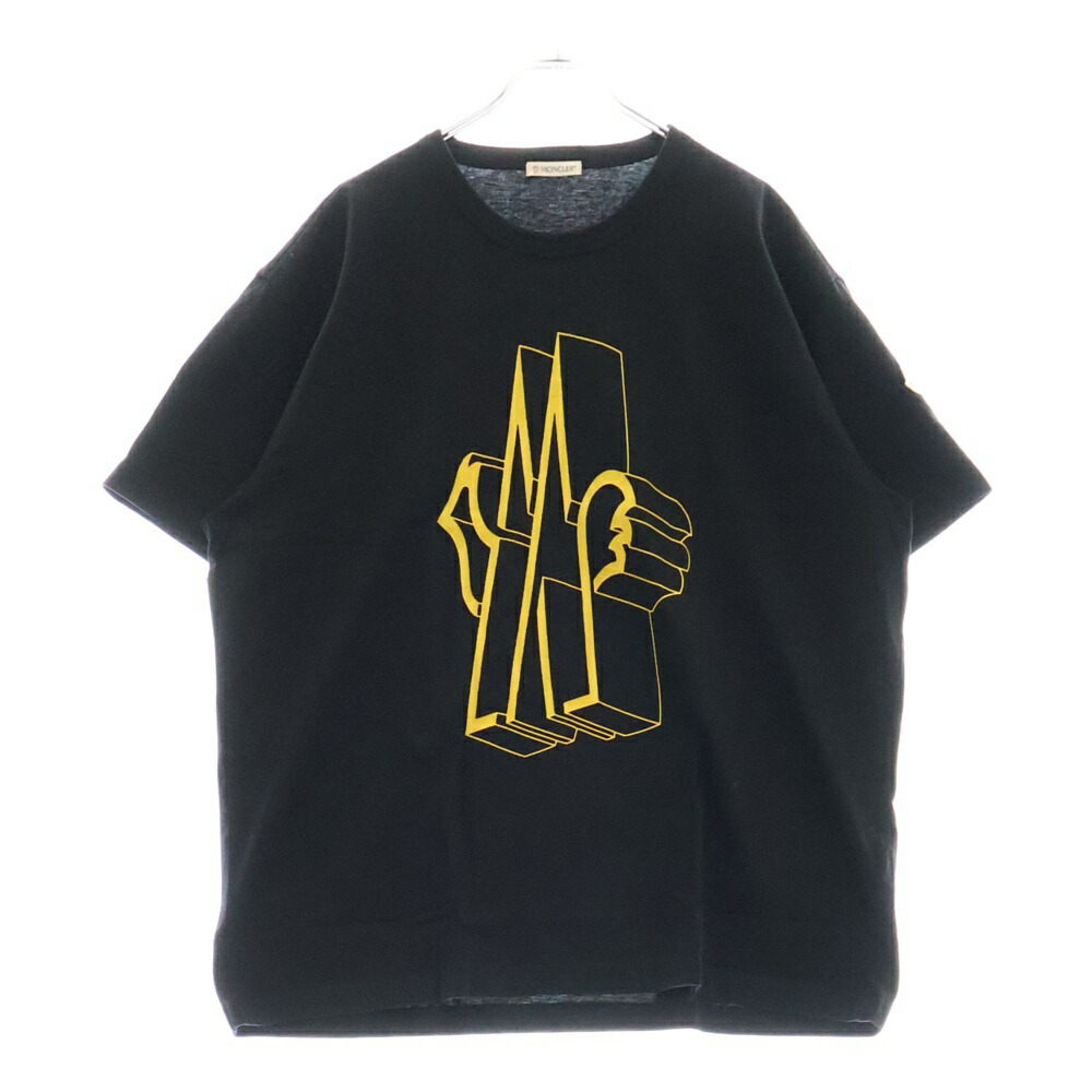 MONCLER ブラック 刺繍デザイン Tシャツ　キッズ 春夏☆MONCLER BasicロゴマークTシャツ12/14A 大人OK【関税込
