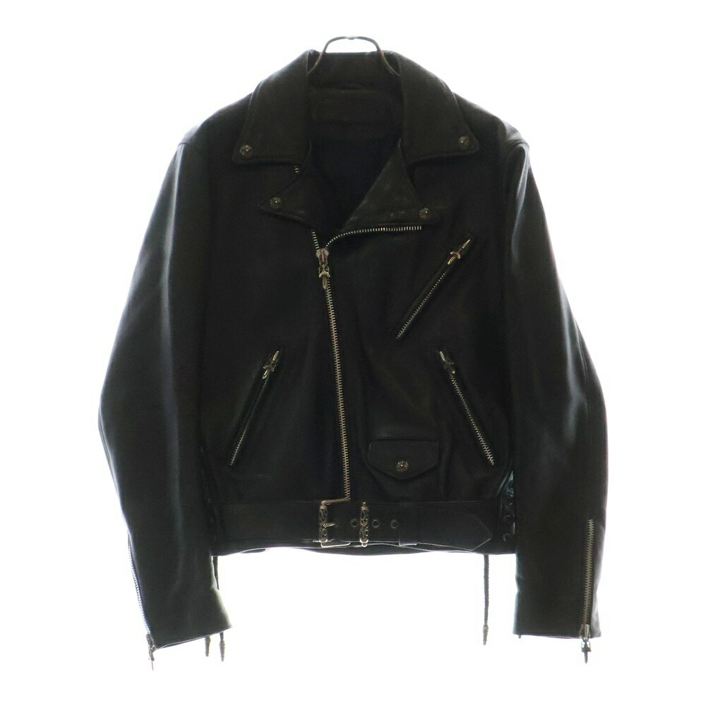 Groovin High 黒レザーシングルライダースジャケット Horn Works 本革 シングルライダースジャケット メンズ ホーン