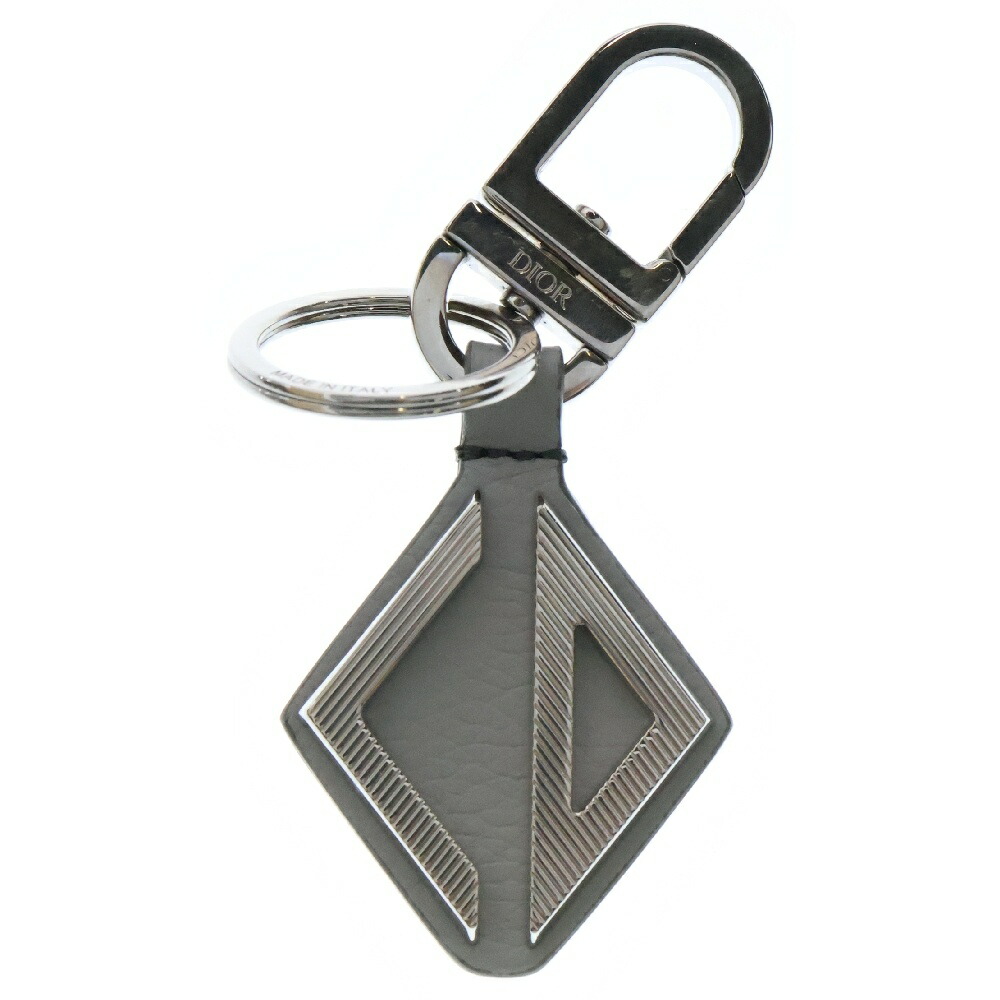 Dior グレー レザー キーホルダー DIOR | キーホルダー ディオール オブリーク グレインドカーフスキン