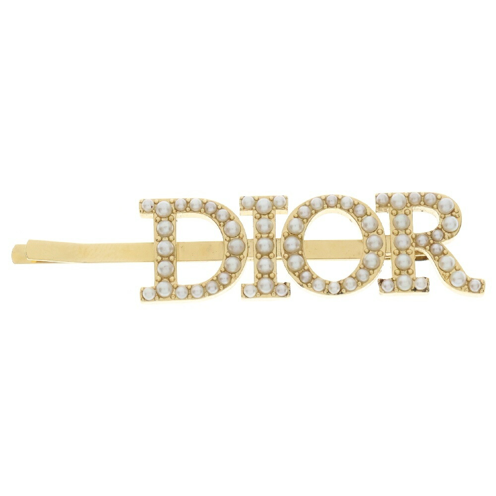 DIOR クリスチャン ディオール ヘア ピン クリア イエロー 2個 ハート E5439】Christian Dior logo emblem heart earrings