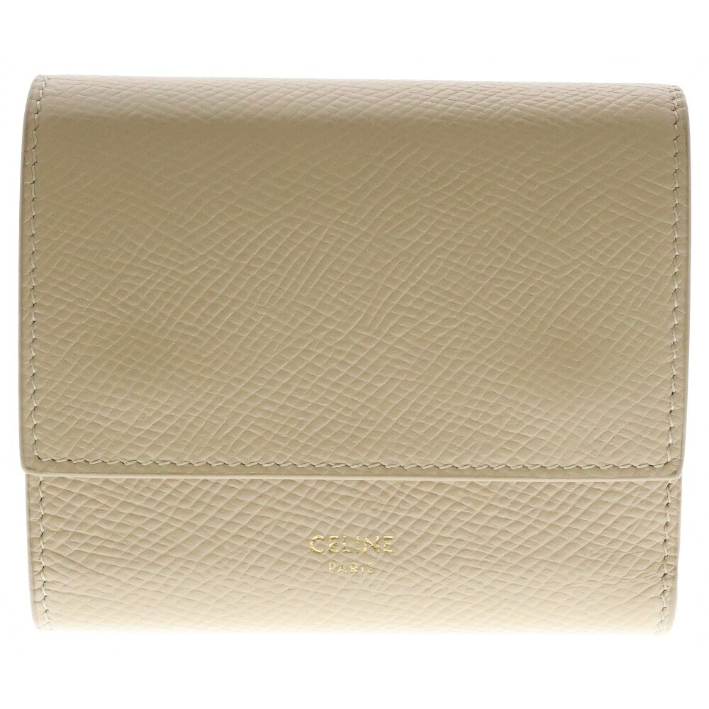 セリーヌ　トリフォールドウォレット　三つ折り財布　ベージュ　celine CELINE 三つ折り財布 ベージュ レザー