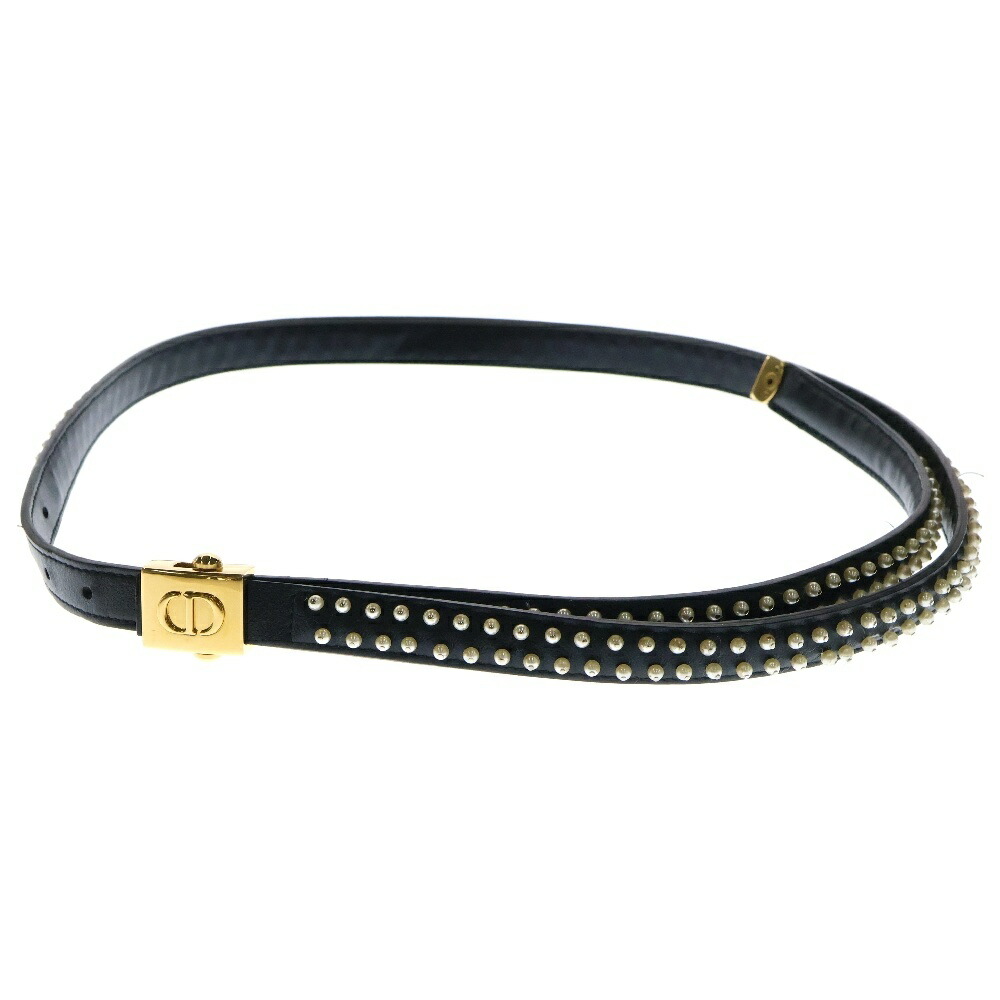 極美品✨クリスチャンディオール　ベルト　ブラック　ゴールドロゴ Christian Dior CDロゴ ゴールド金具 レザーベルト ブラック