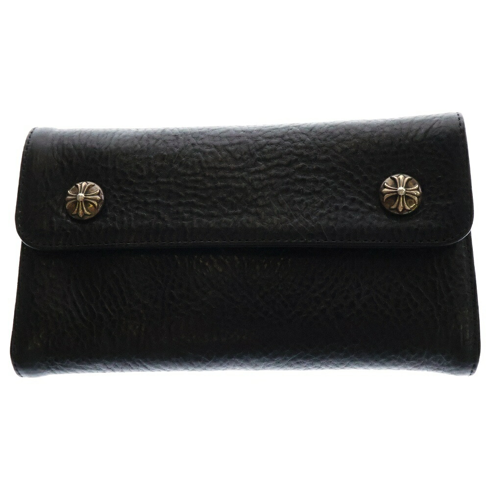 クロムハーツWAVE BSフレアボタンウェーブレザーウォレット クロムハーツ 財布（Chrome Hearts）ウェーブ ウォレット BS