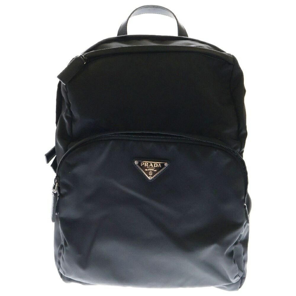 プラダ　トライアングルロゴ ナイロンリュック バックパック ブラック B2811 PRADA プラダ トライアングルロゴ ナイロン×レザー バックパック