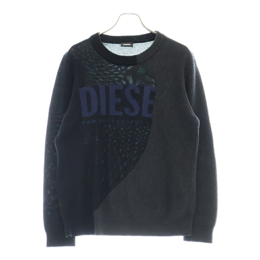 新品未使用 DIESEL シルク 混 薄手 ニット ブラック 黒 ディーゼル S レディース ニット トップス（ニット/セーター）｜DIESEL