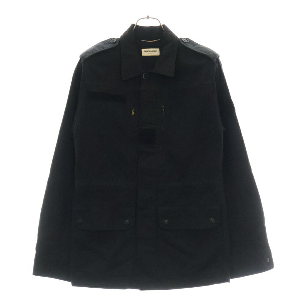 Yves saint Laurent 総柄 ウール ジャケット ブラック Saint Laurent《ジャケット》ブラック 花柄 ウール/シルク 直営