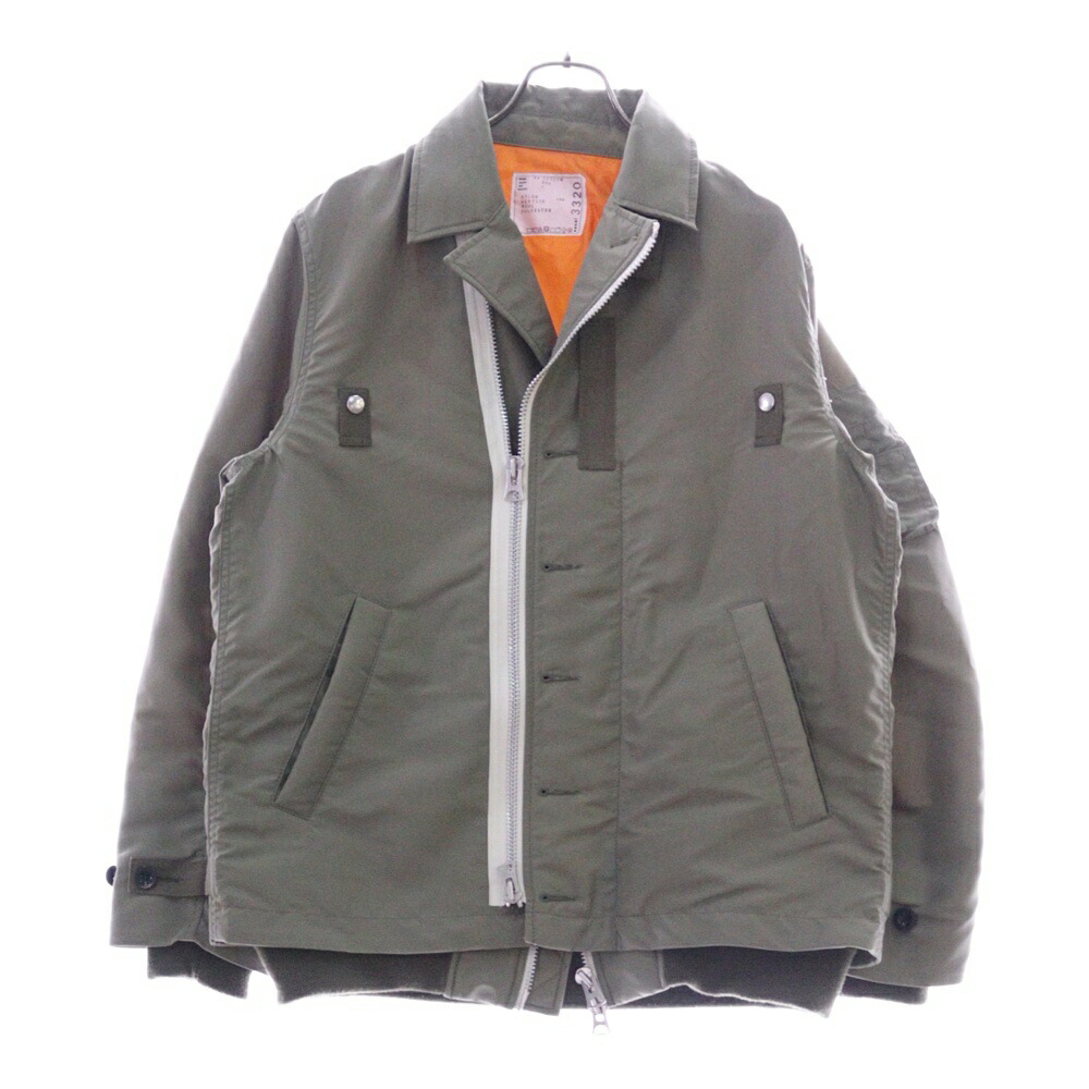 SACAI ベルスリーブパデッドジャケット 【関税込】 Sacai ベルスリーブ パデッドジャケット | グリーン | FARFETCH JP
