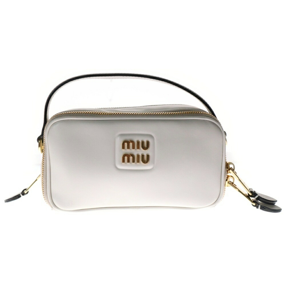 miumiu2way ベージュ レザー ダブルハンドル バッグ miumiu2way ベージュ レザー ダブルハンドル バッグ
