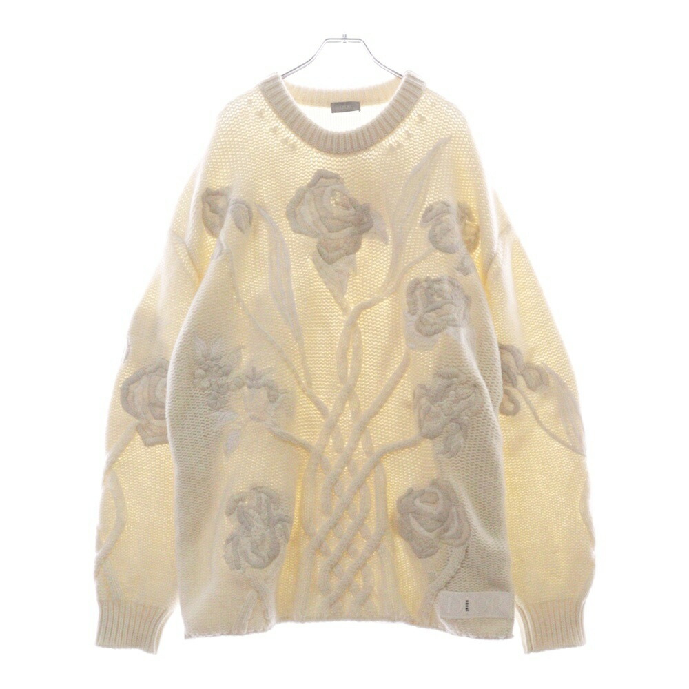 【新品同様】Dior 23 AW オブリーク ニット ホワイト/ブルー XL 24C 新作☆POPなデザイン♪】DIOR メンズ プルオーバー (Dior
