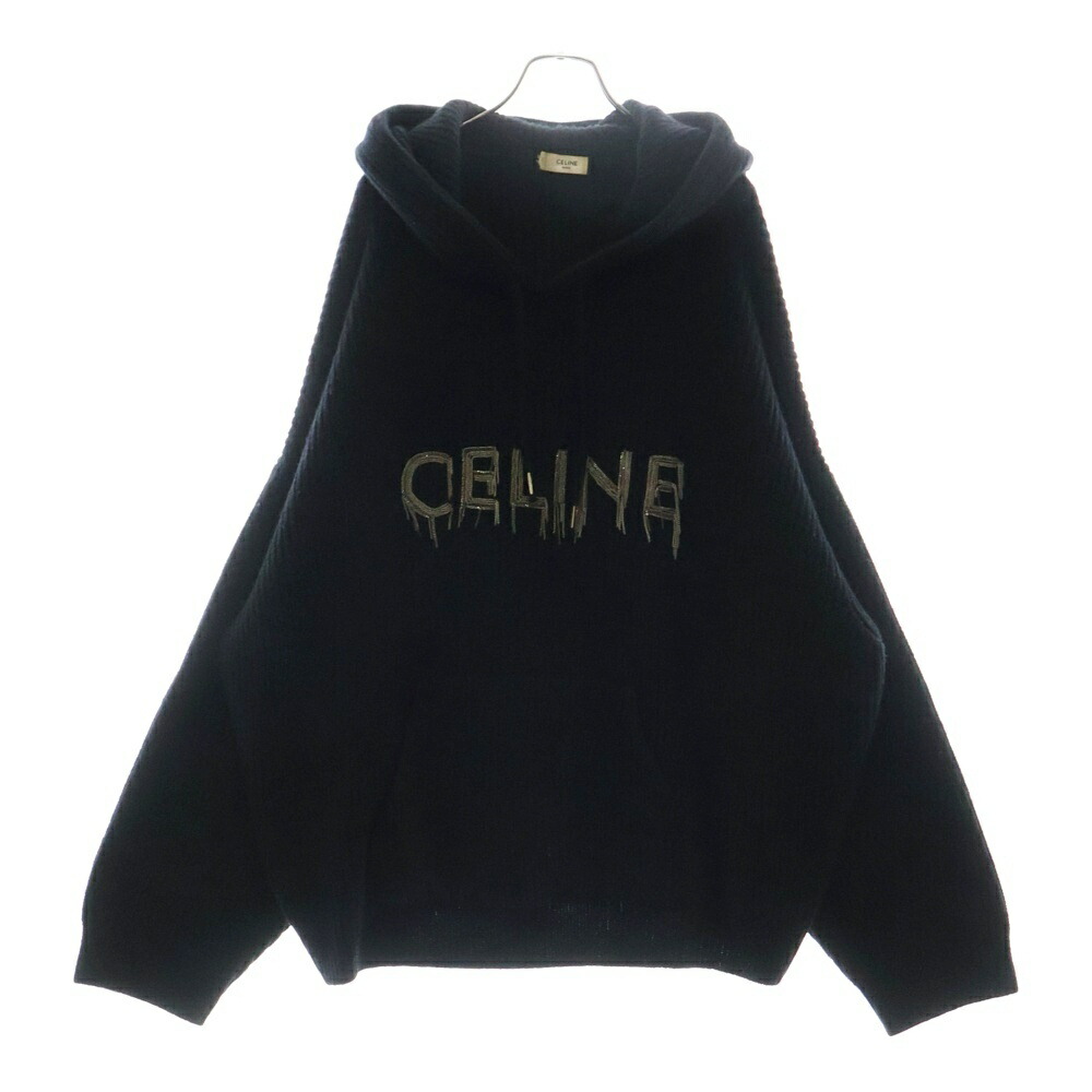 美品❗️CELINE バックロゴフーディー ブラック Mサイズ CELINE - 美品❗️CELINE バックロゴフーディー ブラック M
