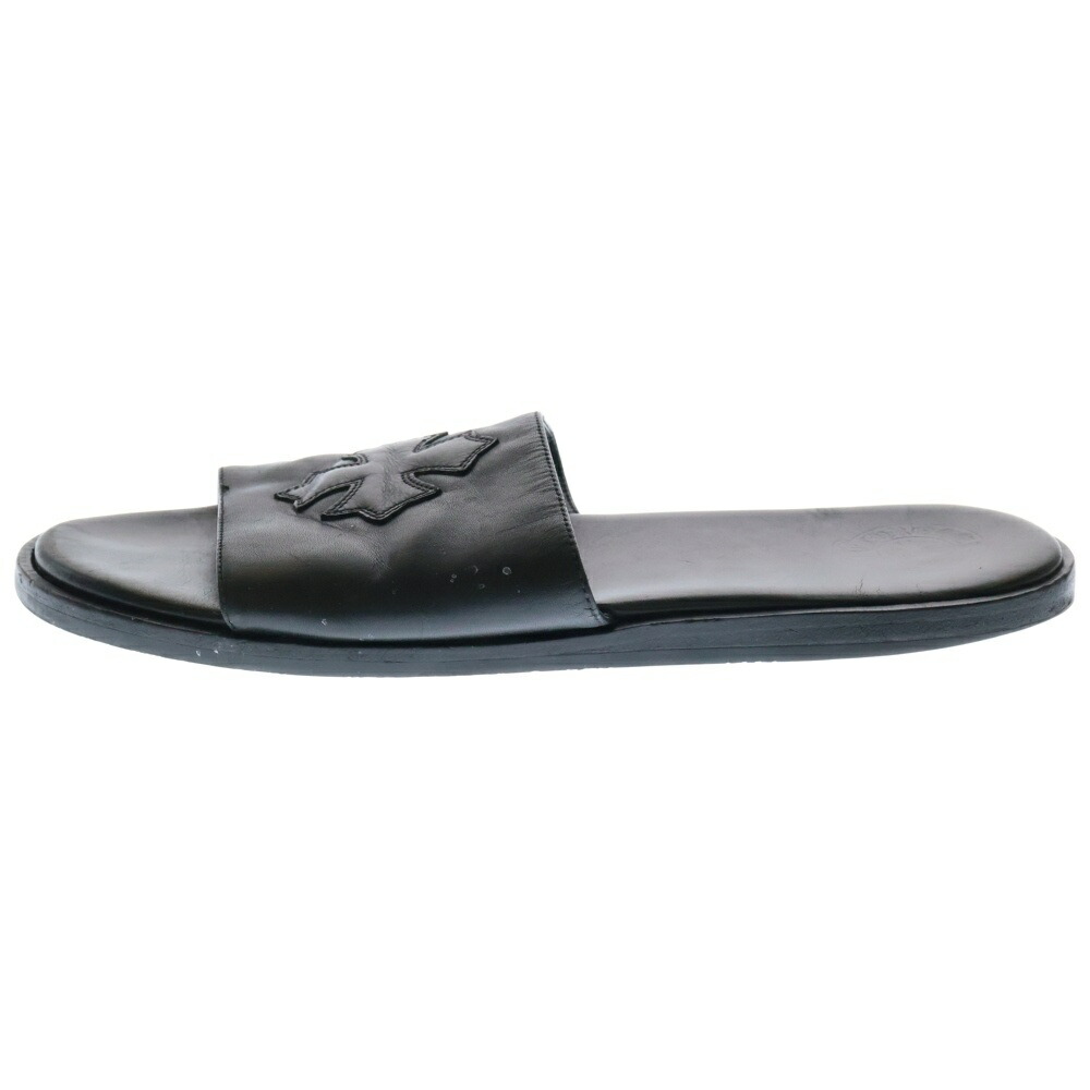 CHROME HEARTS(クロムハーツ) 大きさ:42 CH SLIDE LEATHER CHプラスパッチレザーサンダル【中古】【度合いB】【色つや黒いこと】【取りまわしバス発着場OneStyle新宿店】