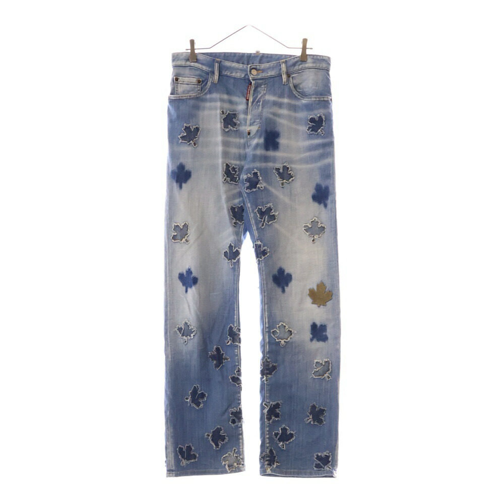 DSQUARED2 バイカー デニム42サイズ S XS クラッシュ リペア DSQUARED2 バイカー デニム42サイズ S XS クラッシュ リペア