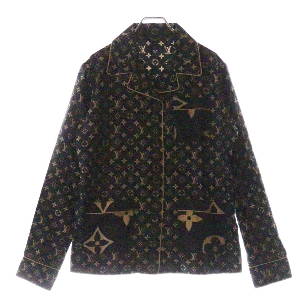 LOUIS VUITTON 幾何学模様の長袖パジャマシャツ ★ プリントロングスリーブシルクパジャマオーバーシャツ ｜ルイ