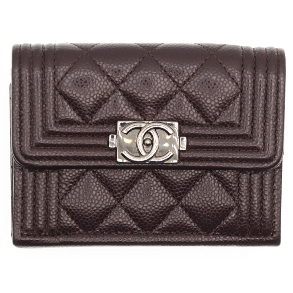 CHANEL グリーン キルティング 財布 チェーンウォレット - シャイニー グレインド カーフスキン