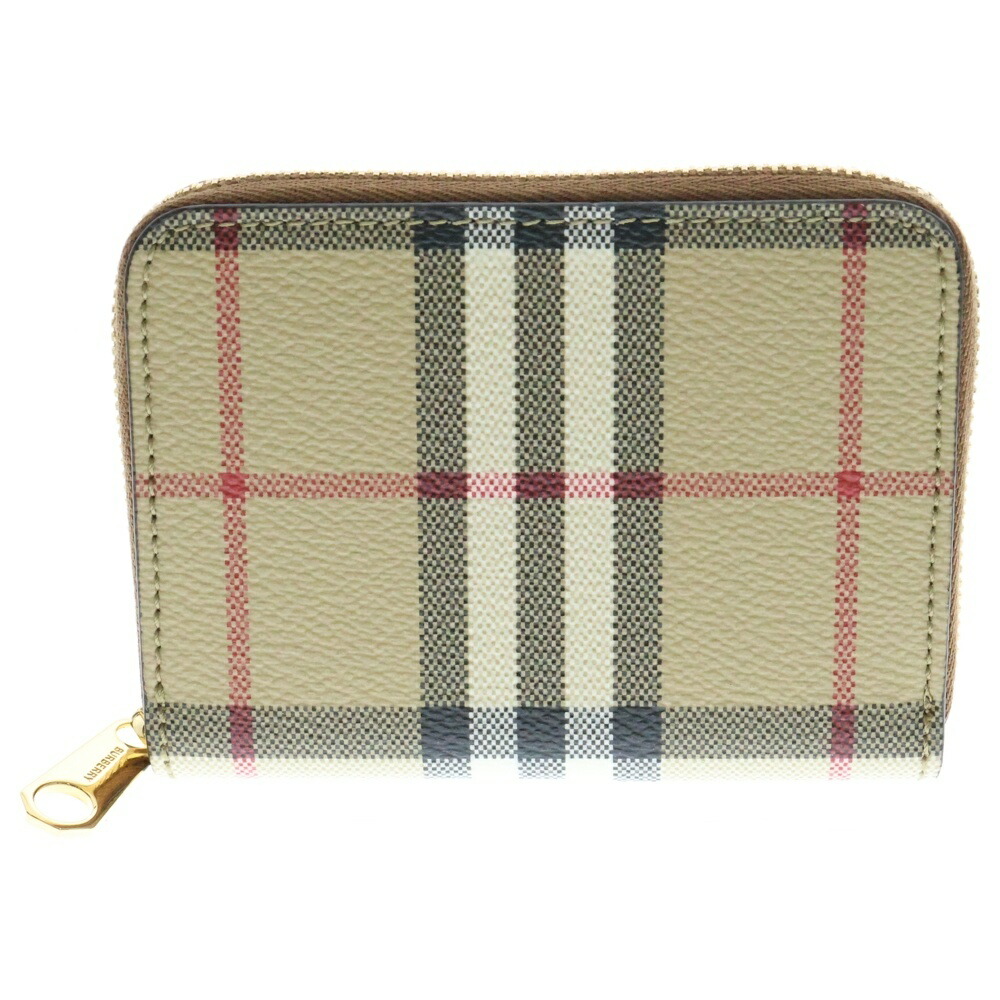 【美品】BURBERRY バーバリー　エンボスチェック レザー カードケース Burberry バーバリー チェック柄カードケース（エンボスチェック