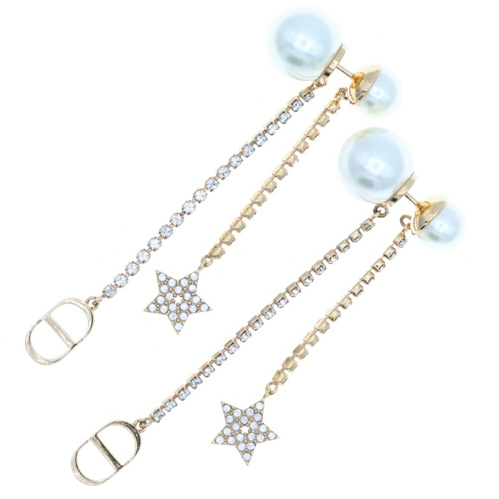 美品 クリスチャンディオール フェイクパール ラインストーン ピアス. Christian Dior クリスチャンディオール ピアス フェイクパール