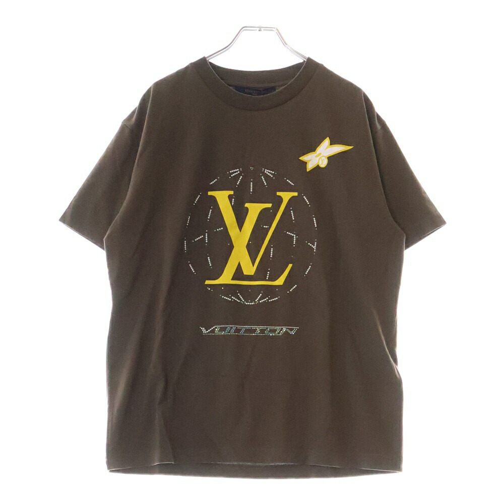 ルイヴィトン Tシャツ 半袖カットソー　胸ポケット シルク混　グリーン　S Louis Vuitton】ルイヴィトン『エブリデイLVクルーネックシルク