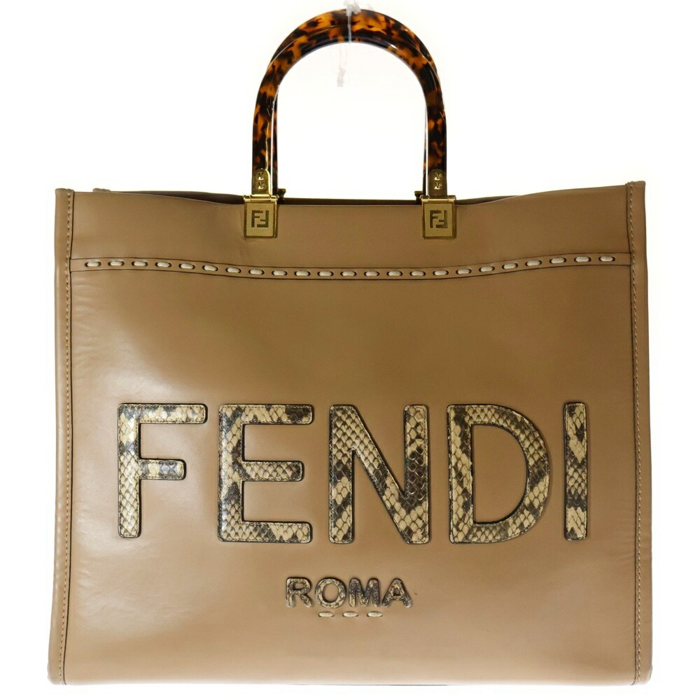 【美品】FENDI ズッカ柄 ハンドバッグ キャンバス レザー FF金具 大容量 希少】FENDI トートバッグ ズッカ柄 FF金具 A4可 キャンバス