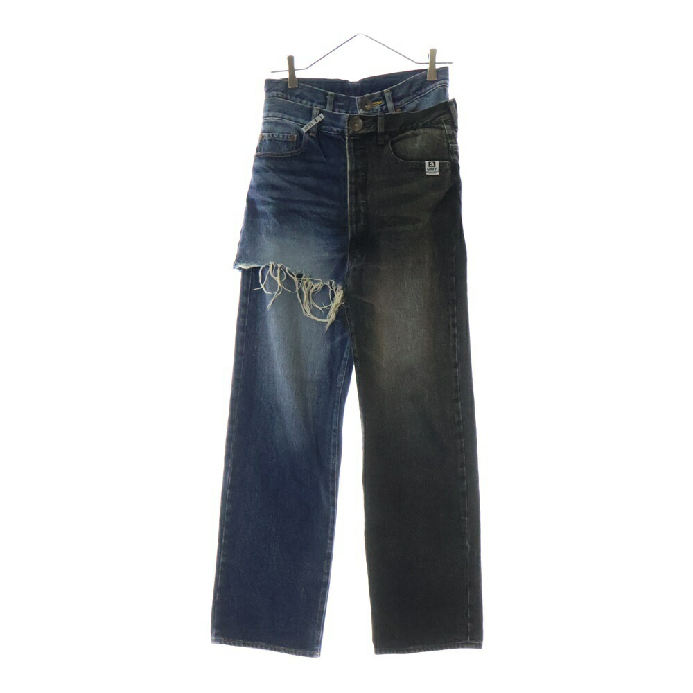 ミハラヤスヒロ　シャツ　ドッキング　ペイント　サンプル品　希少　デニム　パンツ Maison MIHARA YASUHIRO｜ドッキングデニムパンツ