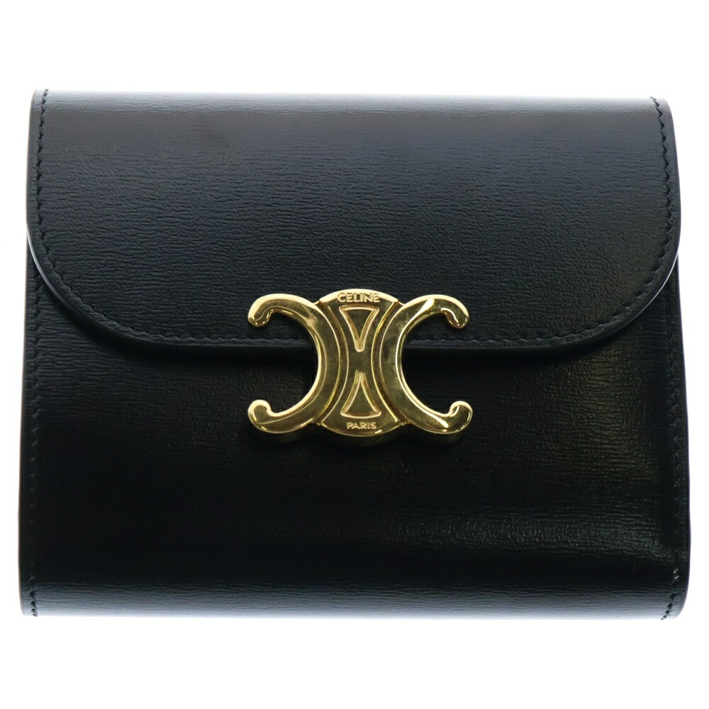 楽天市場】CELINE(セリーヌ) トリオンフ スモールウォレット 黒