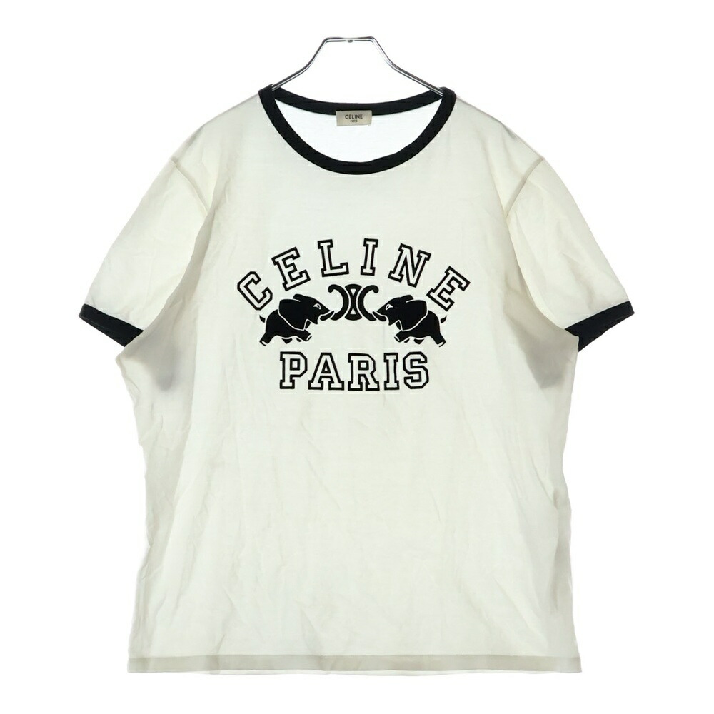 【鑑定済・美品】CELINE Tシャツ ブラック Lサイズ 正規品 レディース CELINE】セリーヌ『トリオンフ ロゴ 半袖Tシャツ』2X872671Q