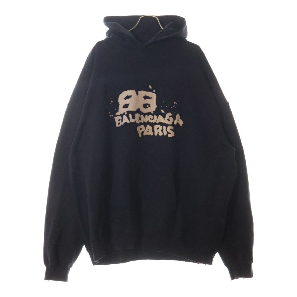 【超人気デザイン】バレンシアガ☆ バックロゴ パーカー　オーバーサイズ　黒 Amazon.co.jp: (バレンシアガ)BALENCIAGAロゴ刺しゅう オーバー
