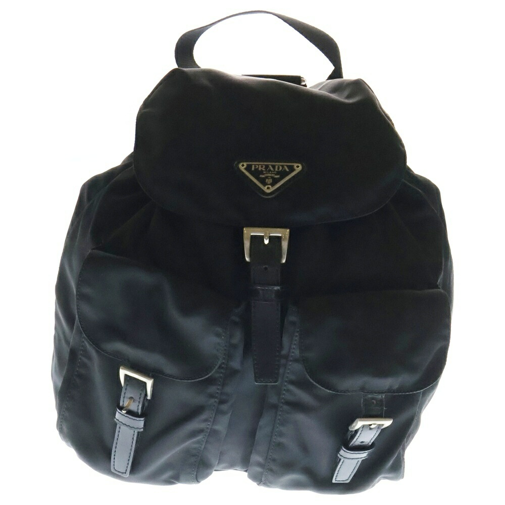 新品　PRADA ブラック ナイロン バックパック　トライアングルロゴ PRADA プラダ トライアングルロゴ ナイロン×レザー バックパック