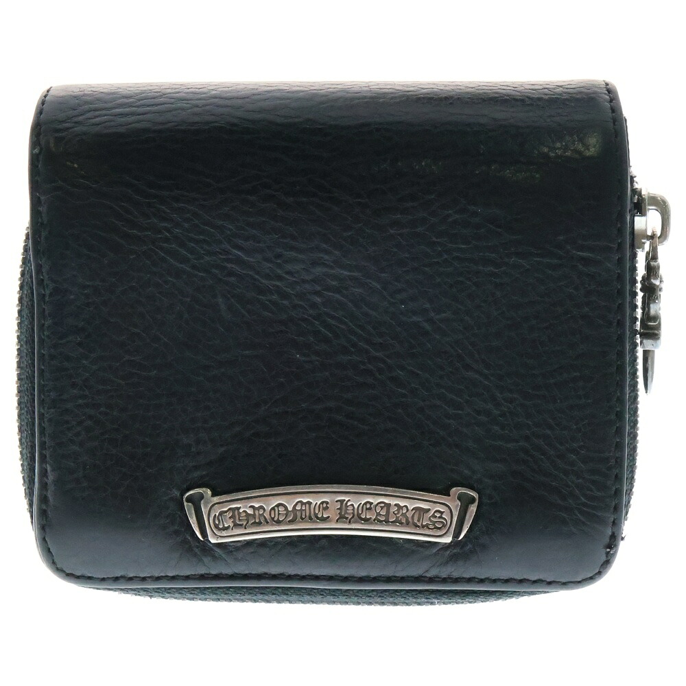 CHRONIC HEARTS ブラック三つ折り財布 CHROME HEARTS 3 FOLD HEAVY LEATHER WALLET クロムハーツ 3