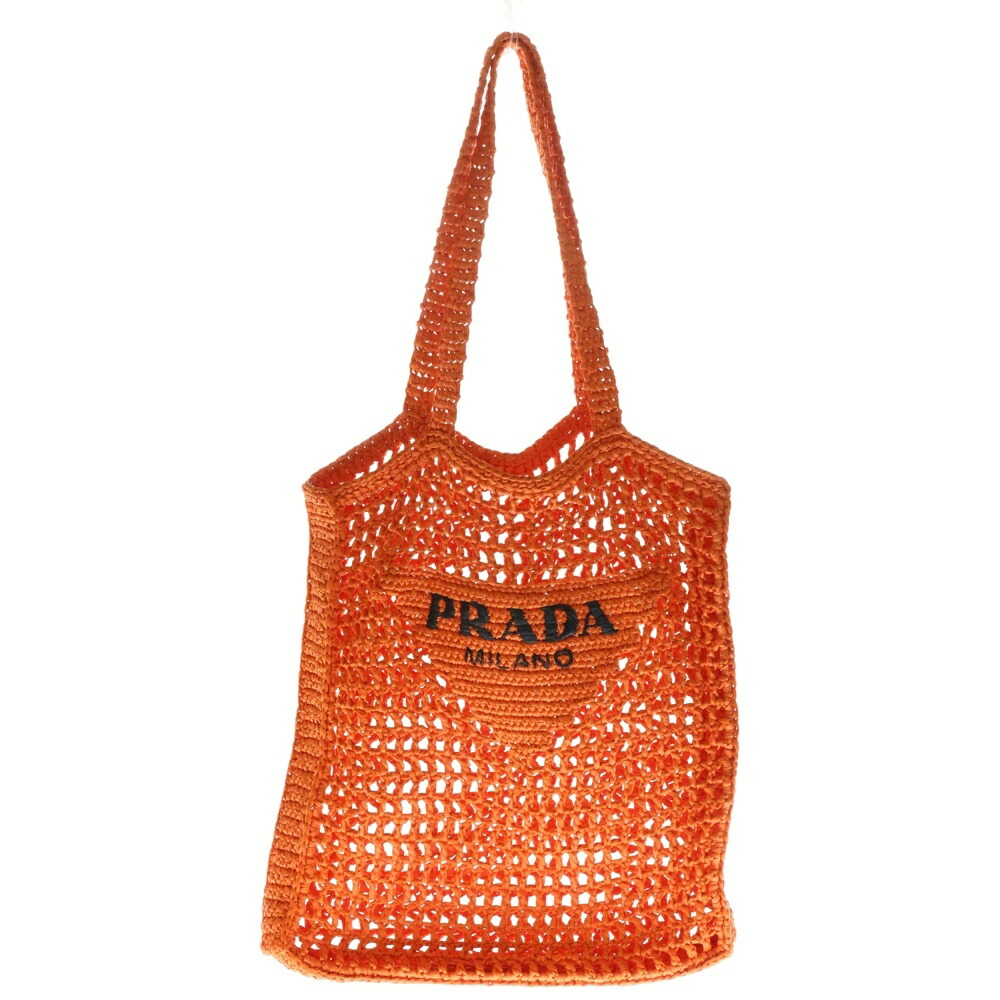 【美品】 PRADAプラダ ラフィア トライアングルロゴ トートバッグ PRADA - プラダ PRADA ラフィアトート トライアングルロゴ