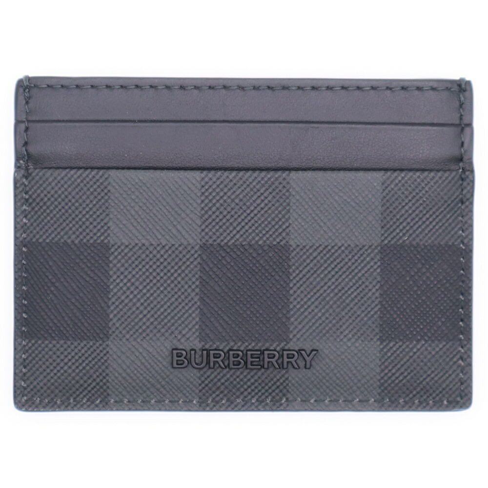 【美品】BURBERRY バーバリー　エンボスチェック レザー カードケース エンボスチェック カードケース (ブラック) - メンズ, レザー