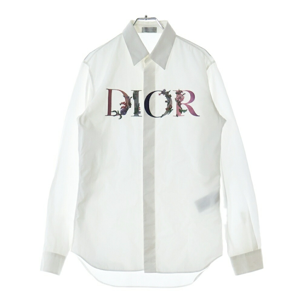 ディオール Dior シャツ 長袖 CD ロゴ メタルスナップボタン 白 41 Dior Homme(ディオールオム) CDロゴメタルスナップボタンシャツ