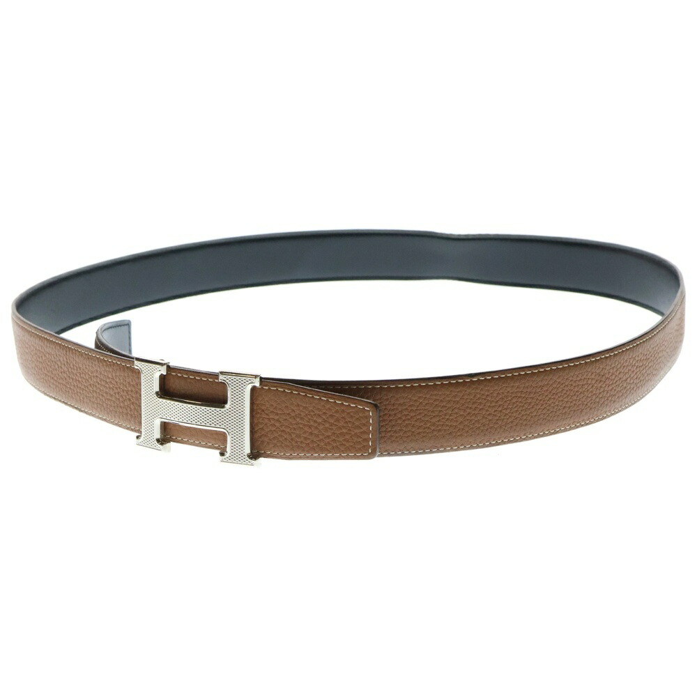 新品ベルト　エルメス　Hロゴ　コンスタンス　ベルト　ゴールド　レザー　シボ革 HERMES/エルメス】 Hベルト コンスタンス リバーシブル #70