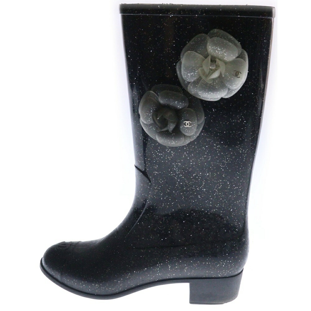 楽天市場】CHANEL レインブーツ HIGH BOOTS G34076 ラバー BLACK