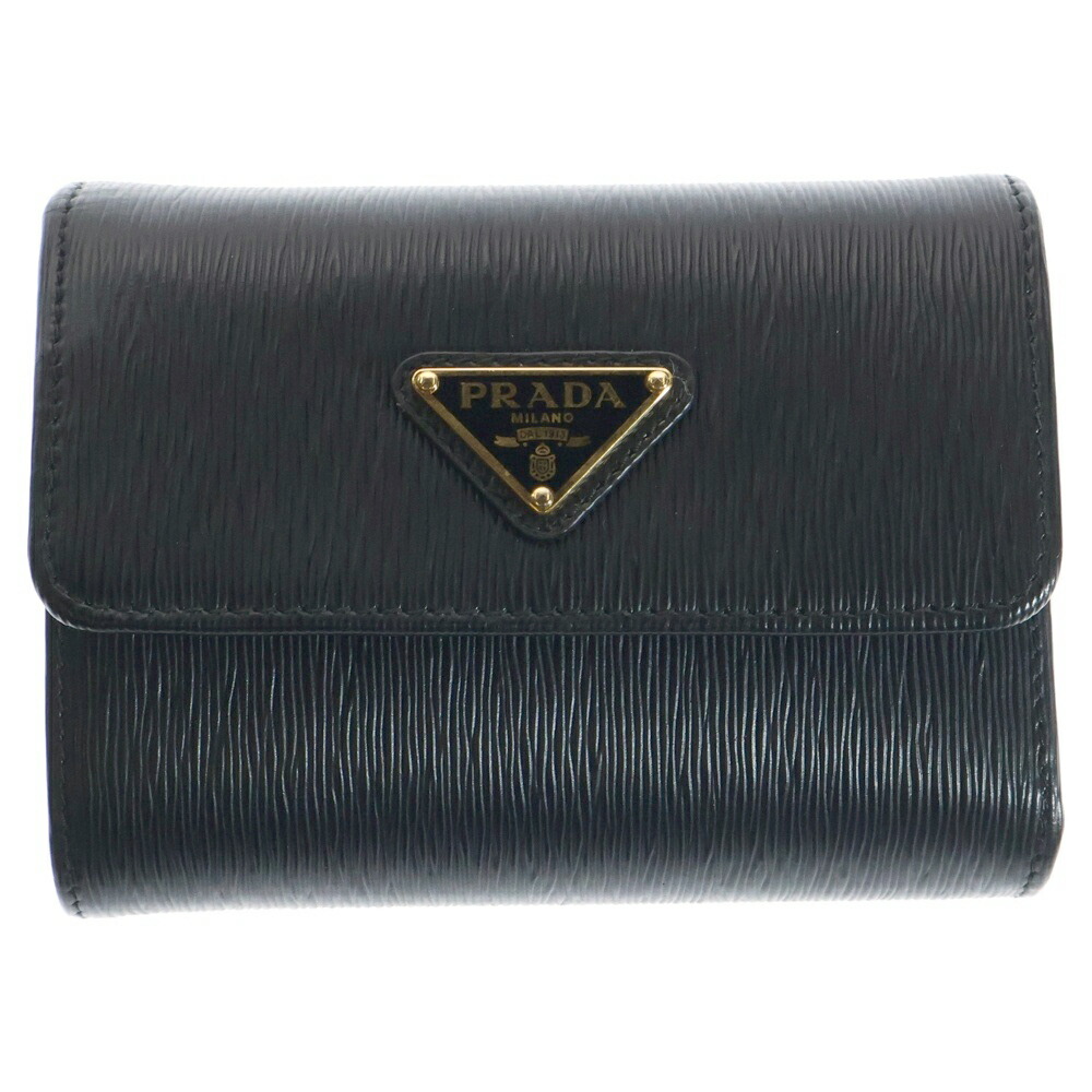 中古】プラダ サフィアーノ トライアングル 1MH043 レザー コンパクト  