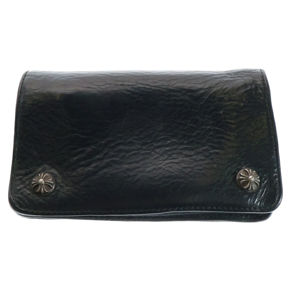 CHRONIC HEARTS ブラック三つ折り財布 CHROME HEARTS 3 FOLD HEAVY LEATHER WALLET クロムハーツ 3