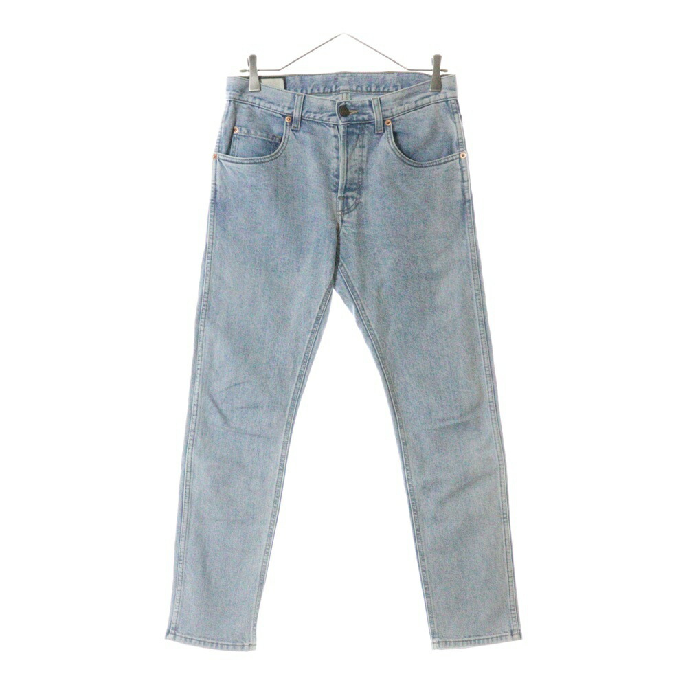 GUCCI(グッチ) サイズ:28 21AW ボタンフライ ストレート デニムパンツ インディゴブルー 408637 XDBCD【中古】【程度B】【カラーブルー】【取扱店舗BRING有楽町マルイ店】|ブランド買取・販売 BRING